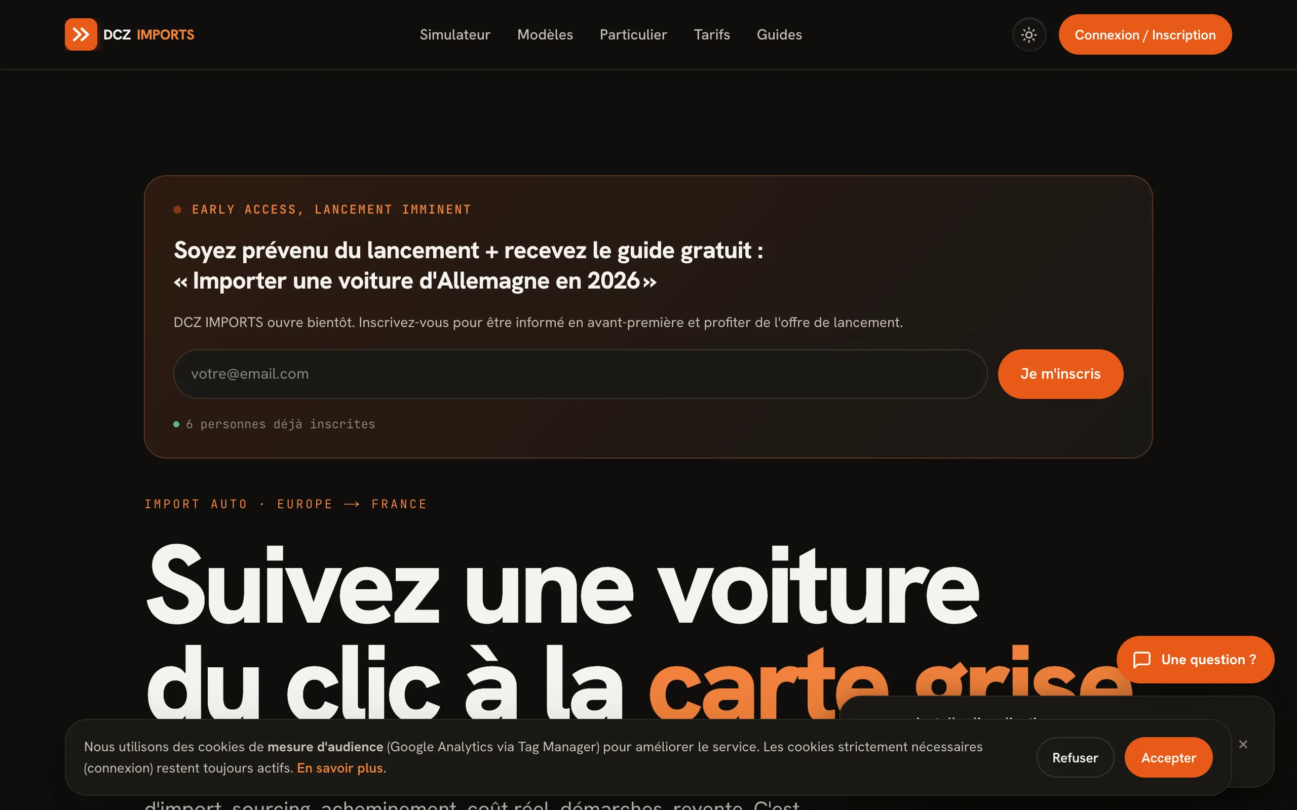 DCZ Imports : Plateforme SaaS d'import auto Europe vers France